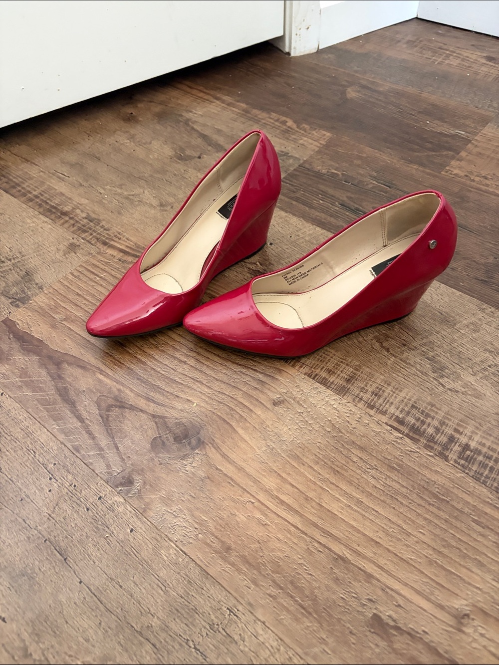 Jones New York Red Patent Wedge Pumps